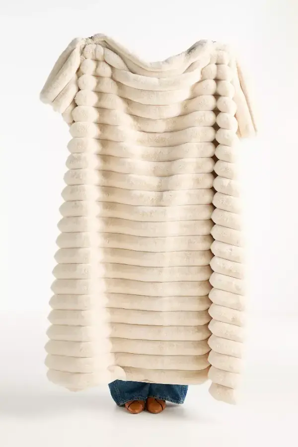 Tipped Puffer Faux Fur Throw Blanket