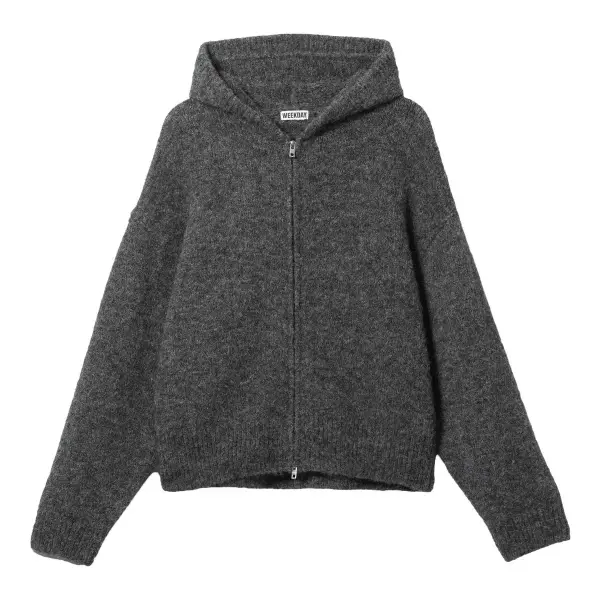 Knitted Boxy Wool-Blend Zip Hoodie