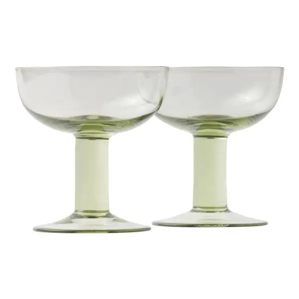 Set of Two Crystal Champagne Coupe Glasses - Plinth