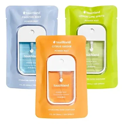 Touchland Hydrating Hand Sanitizer Spray – Fresh Trio Set (Frosted Mint, Citrus Grove, Lemon Lime) – 3 x 1 FL OZ Travel Size Mists