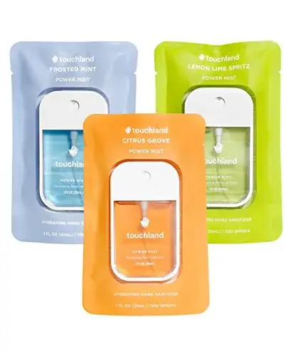 Touchland Hydrating Hand Sanitizer Spray – Fresh Trio Set (Frosted Mint, Citrus Grove, Lemon Lime) – 3 x 1 FL OZ Travel Size Mists
