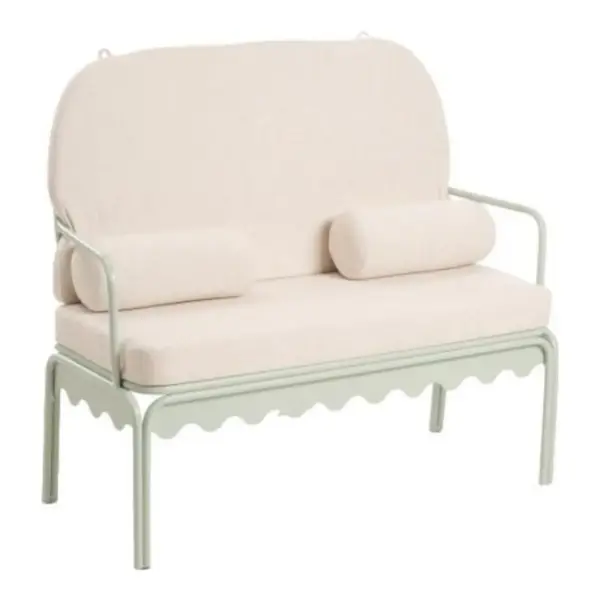 40in Outdoor Scalloped Frame Settee with Cushions