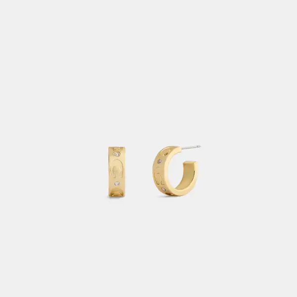 Coach Repeated C Huggie Earrings - Women's Earrings - Gold