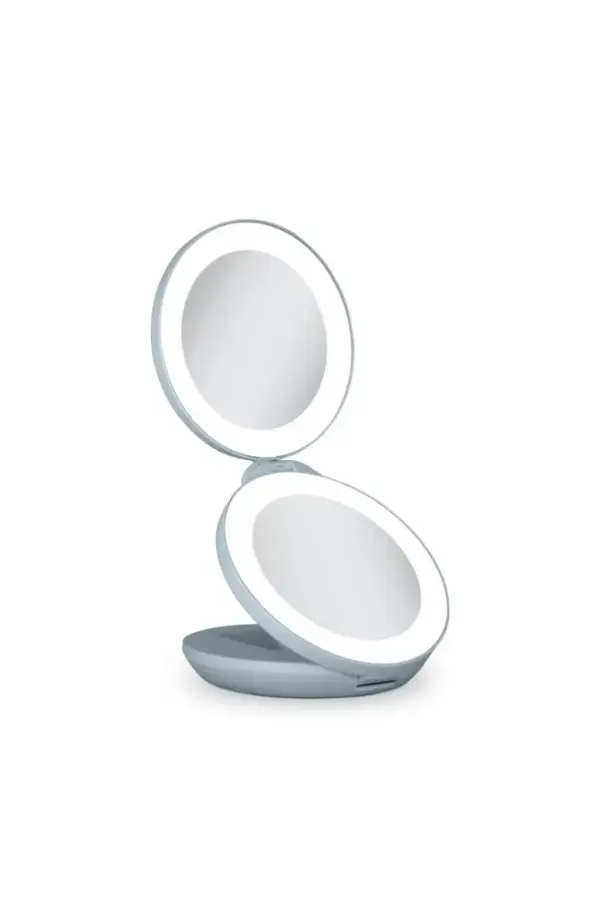 Lighted Travel Mirror with Magnification & Folding-to-Compact