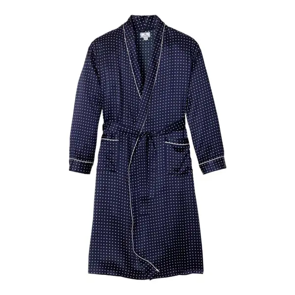 Piped Silk Long Robe