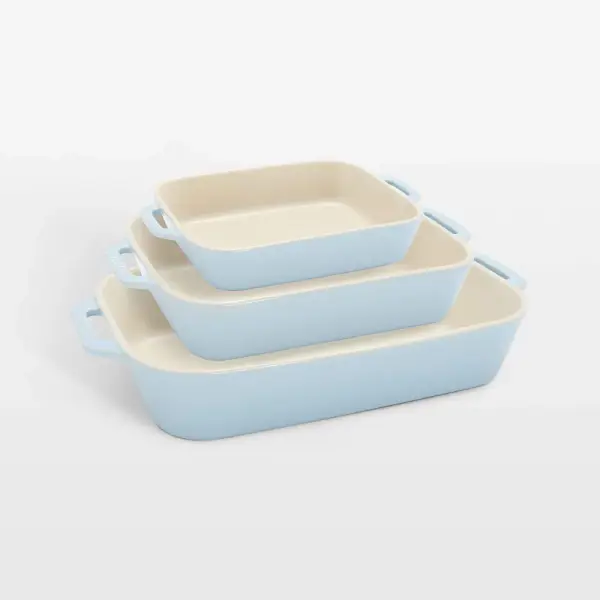 Staub Dark Blue Rectangular Bakers, Set of 3