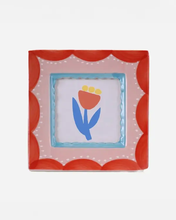 Ceramic Photo Frame - Red Scallop