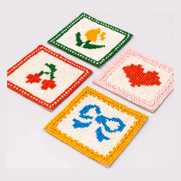 Quilt Beaded Coaster Set