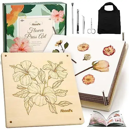 Aboofx Flower Press Kit, Craft Kits 11"x11" 10 Layers Wooden Flower Pressing Kit