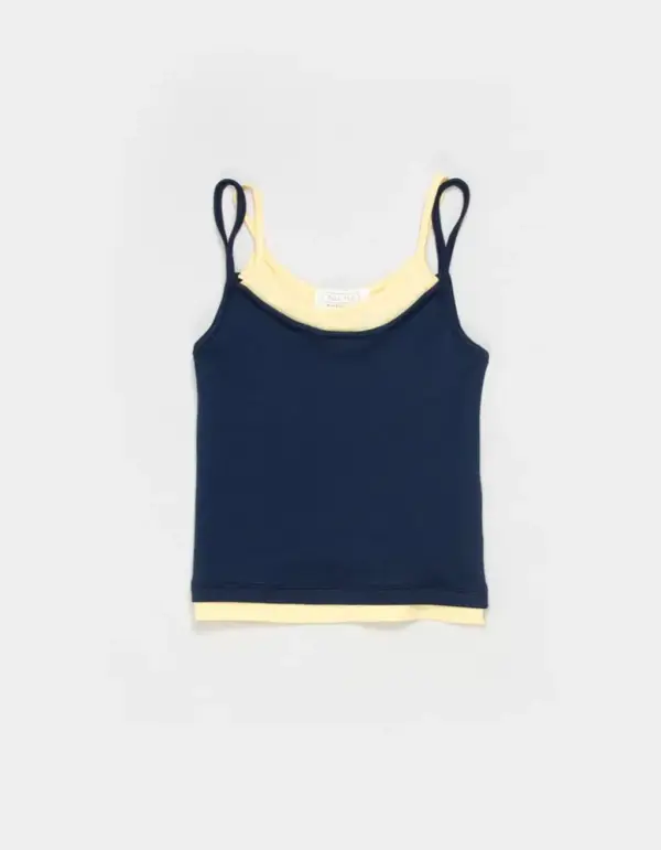 FULL TILT Essentials Girls Double Layer Tank Top - PINK/GRAY