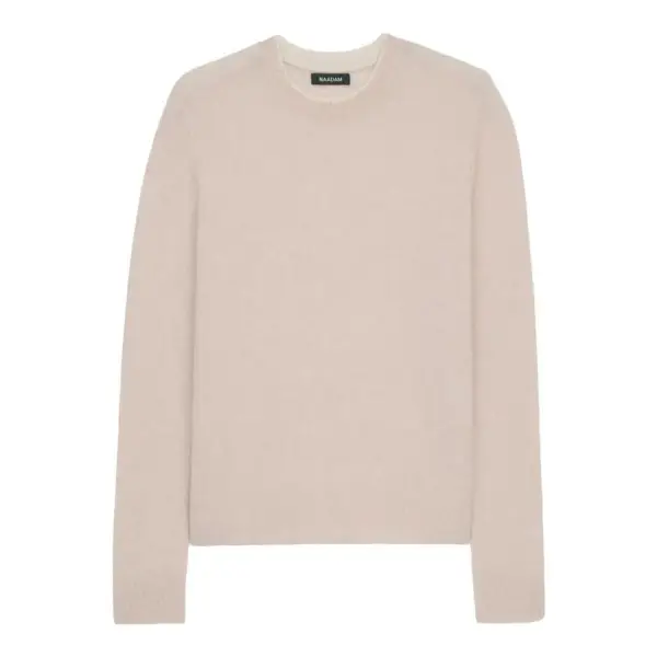 Lightweight Cashmere Contrast Trim Crewneck Sweater