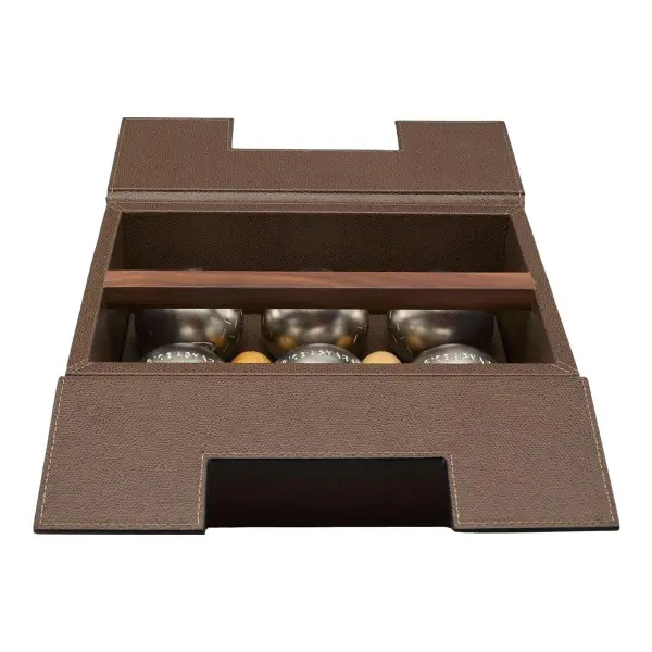 Leather Outdoor Boules Set