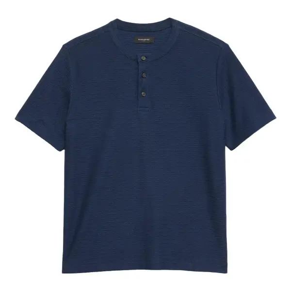Standard-Fit Textured Henley Top