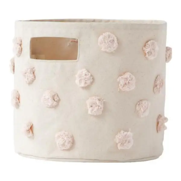 Cotton Canvas Pom Pom Basket