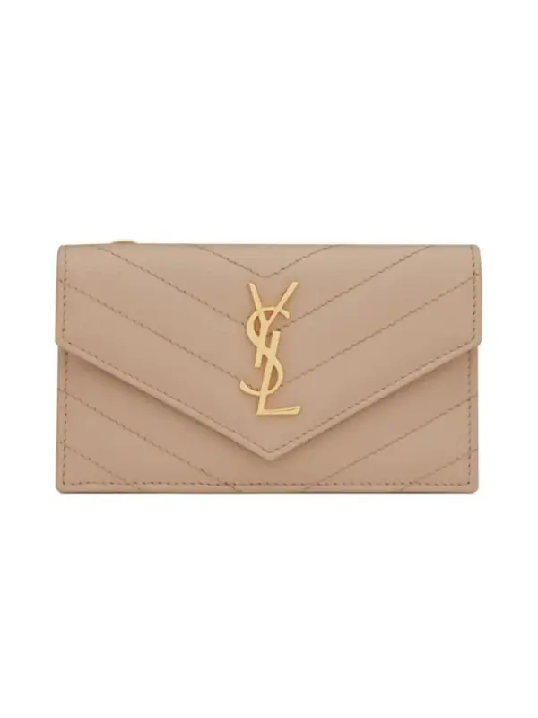 Saint Laurent Cassandre Matelassé Fragments Flap Card Case in Grain de Poudre Embossed Leather | Saks Fifth Avenue