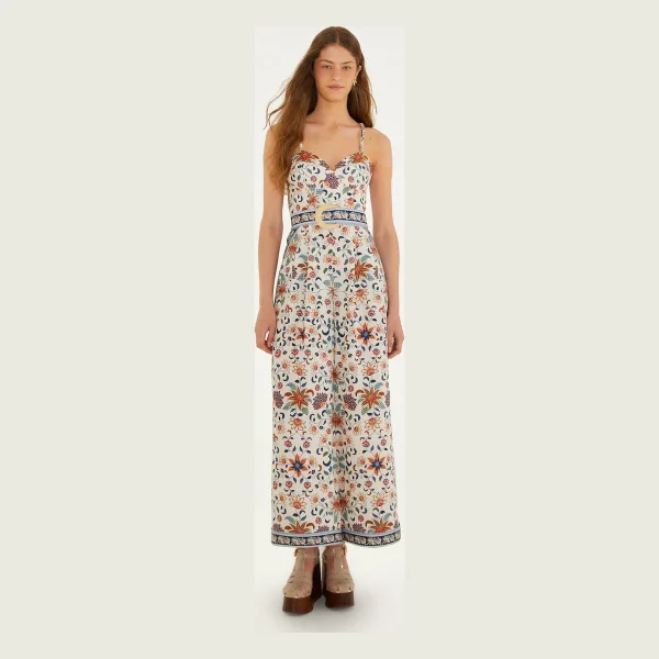 Soft Pink Floral Delhi Tapestry Belted Jumpsuit