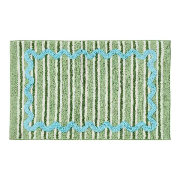 Madeline Cotton Tufted Stripe Scallop Bathmat