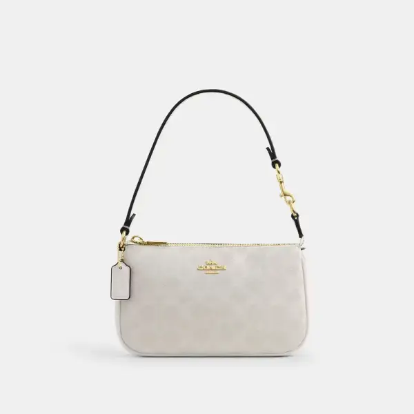 Coach Outlet Nolita 19 In Signature Canvas - Women's Handbags - Gold & White & Chalk, Size: Mini