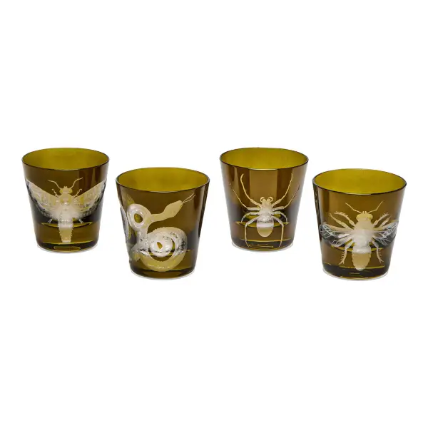 Cabinet Of Curiosities Hand Engraved Crystal Shot Glasses Set of 4