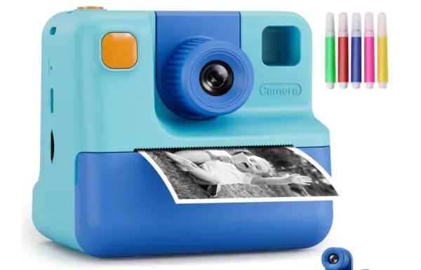 Kids Camera Instant Print, Christmas Birthday Gifts for Girl Boys 3-12 Years Old, FHD Selfie Digital Video Cameras Toddler 3 Rolls Print Paper & 32G Card (Blue)