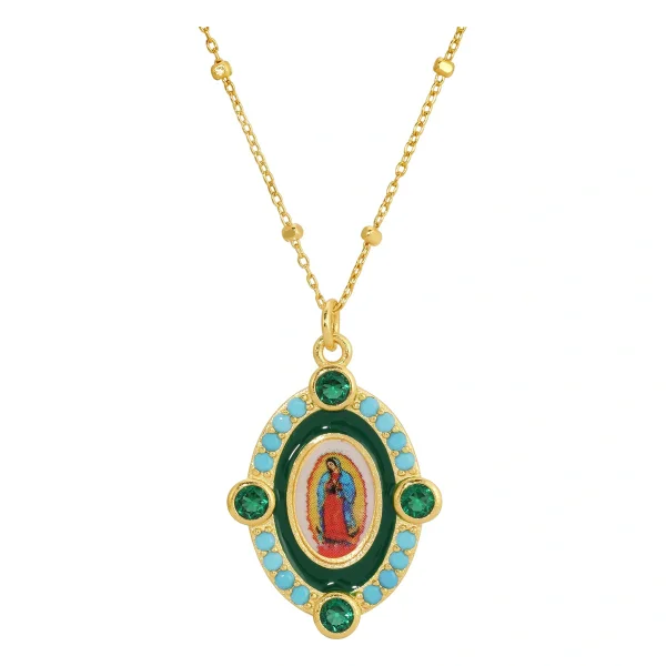 Our Emerald Lady of Guadalupe Necklace