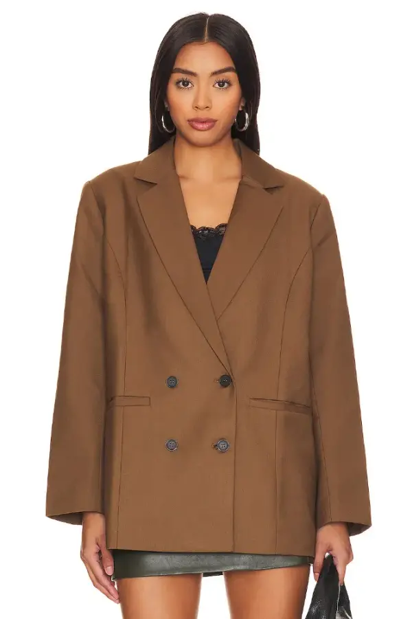 LIONESS Wyoming Blazer in Chocolate | REVOLVE