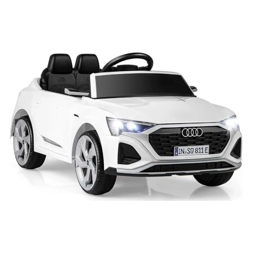 Licensed Audi SQ8 Ride on Car by OLAKIDS, 12V Kids Electric Vehicle with Remote Control, Toddlers Battery Powered Toy with 3 Speeds, Wheels Suspension, Music (White)
