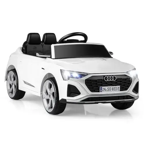 Licensed Audi SQ8 Ride on Car by OLAKIDS, 12V Kids Electric Vehicle with Remote Control, Toddlers Battery Powered Toy with 3 Speeds, Wheels Suspension, Music (White)