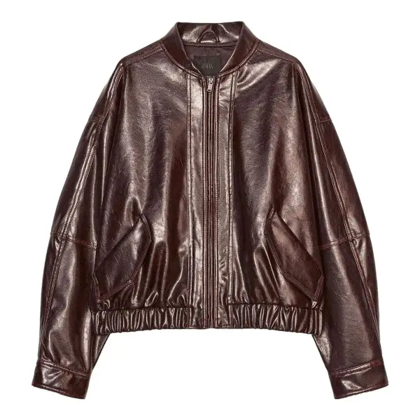 Faux Leather Bomber Jacket