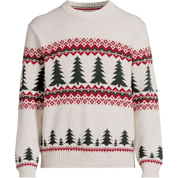 Mens Long Sleeve Drifter Christmas Tree Crewneck Sweater
