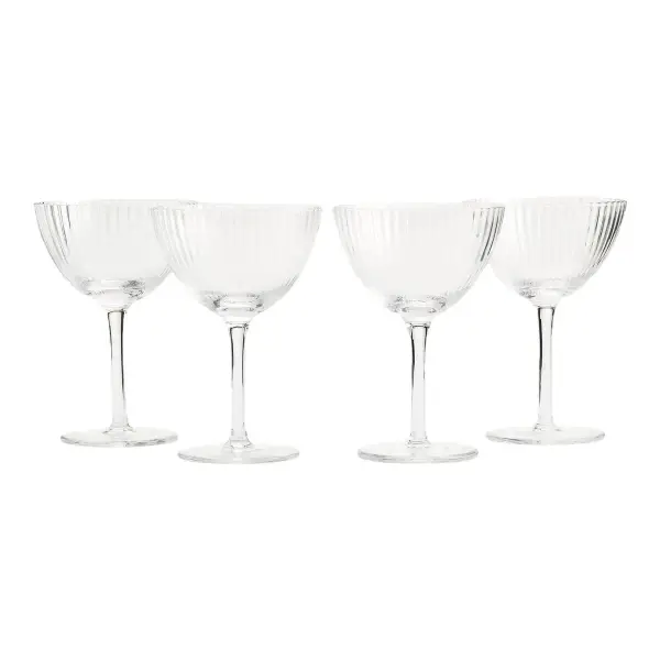 Fluted Champagne Coupe, Set of Four