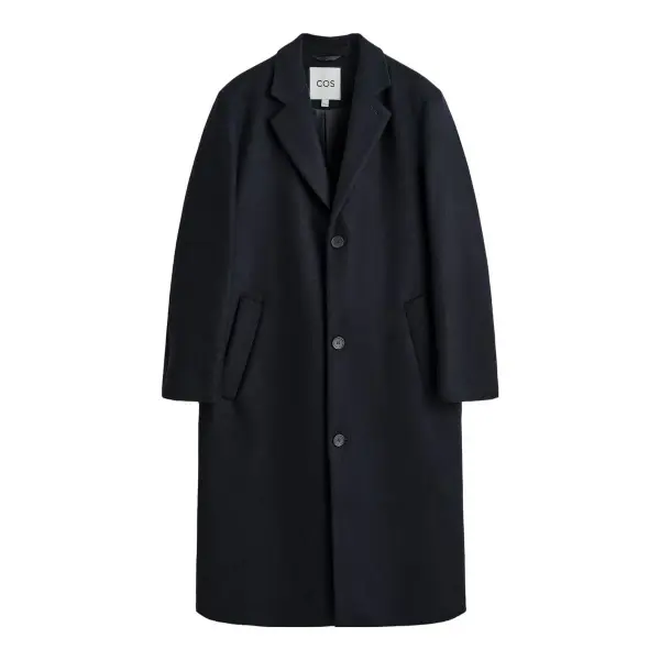 Single-Breasted Wool Long Coat 