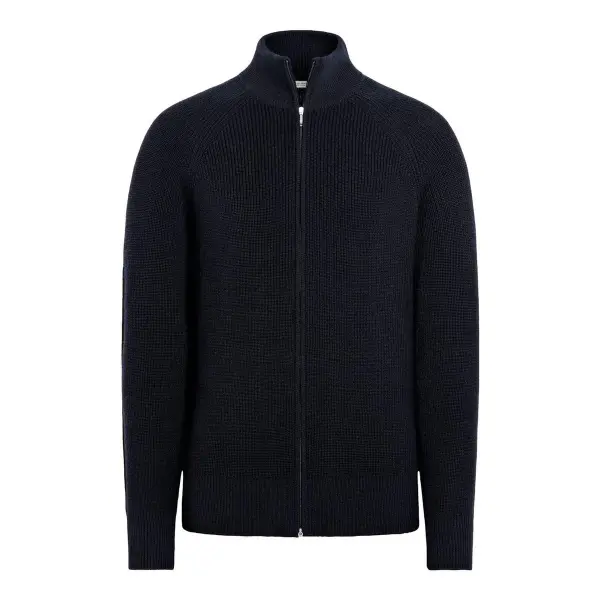 Ribbed Zip Wool Cardigan