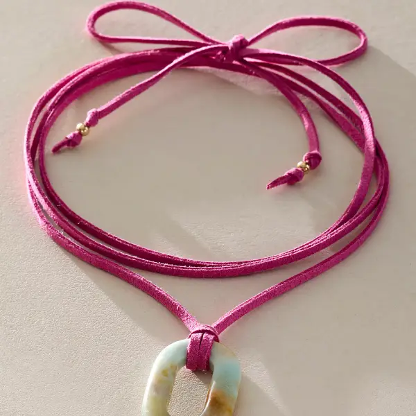 Stone On Suede Necklace