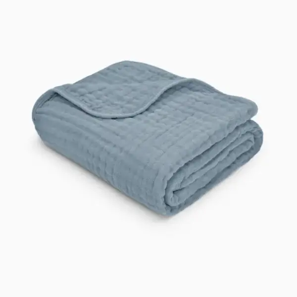 Comfy Cubs 6-Layer Cotton Muslin Baby Blanket - Pacific Blue