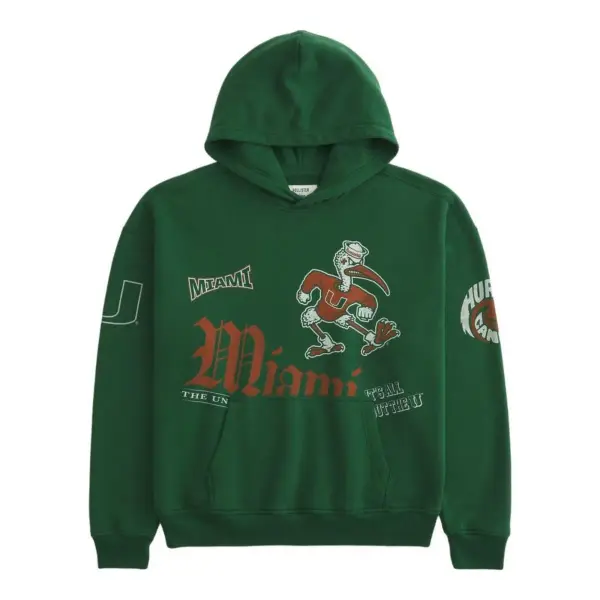 Boxy University of Miami Hurricanes Graphic Hoodie