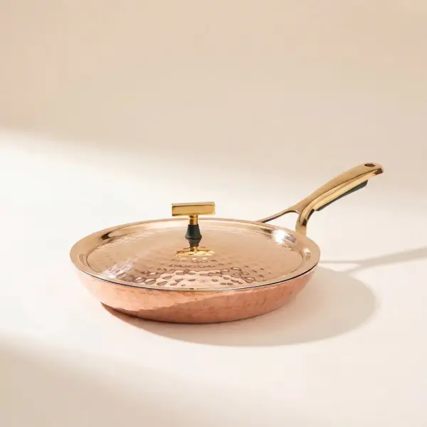 P-TAL Handcrafted Copper Frying Pan with Insulated Brass Handle – 10-Inch Saute Pan, Heavy-Duty 1.5 kg, Traditional Hammered Cookware - Walmart.com