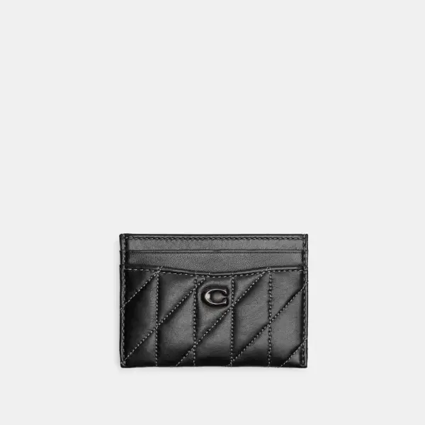 Coach Essential Card Case With Pillow Quilting - Women's Wallets - Pewter/black
