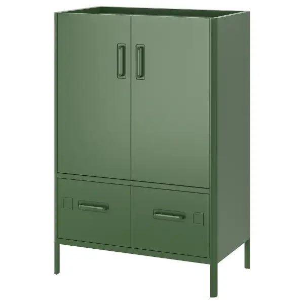 IDÅSEN Cabinet with doors and drawers - dark green 31 1/2x18 1/2x46 7/8 "