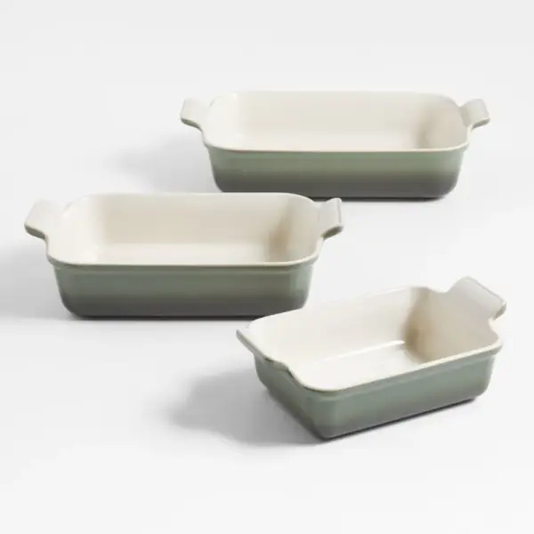 Le Creuset ® Heritage Thyme Stoneware 3-Piece Rectangular Baking Dishes Set