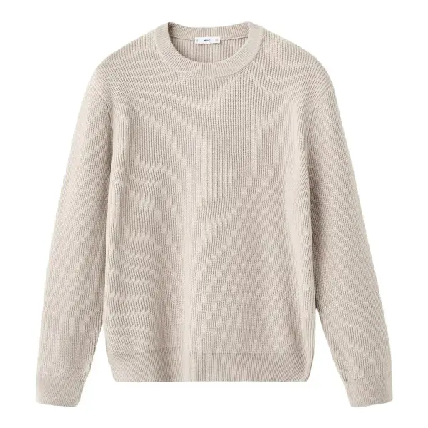Crew Neck Knitted Ribbed Sweater