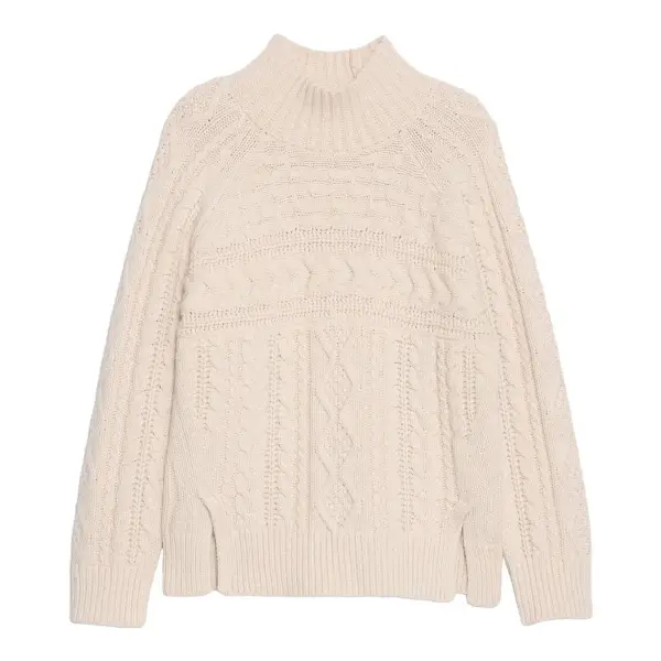 Merino-Cotton Cable-Knit Sweater