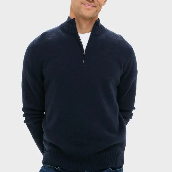 Cashmere Knit Quarter-Zip Top