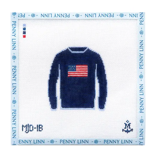 American Flag Sweater Needlepoint Canvas