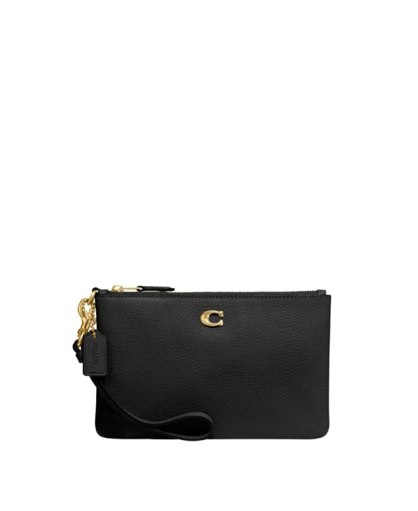 Coach Polished Pebble Leather Small Zip-Top Wristlet