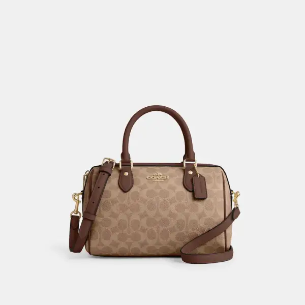 Coach Outlet Rowan Satchel Bag In Signature Canvas - Women's Purses - Gold/tan/brown, Size: Medium