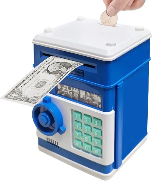 MEC Piggy Bank Electronic Mini ATM for Kids Baby Toy, Safe Coin Banks Money Saving Box Password Code Lock for Children,Boys Girls Best Gift(Blue)