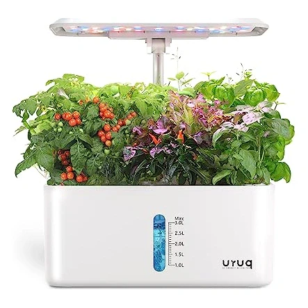 URUQ 8 Pods Hydroponics Growing System with LED Grow Light - White