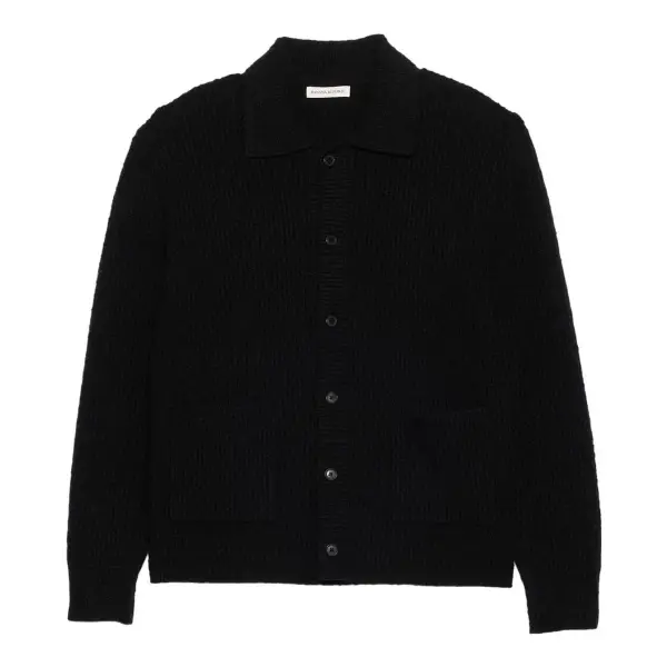 Bouclé Ribbed Polo Cardigan