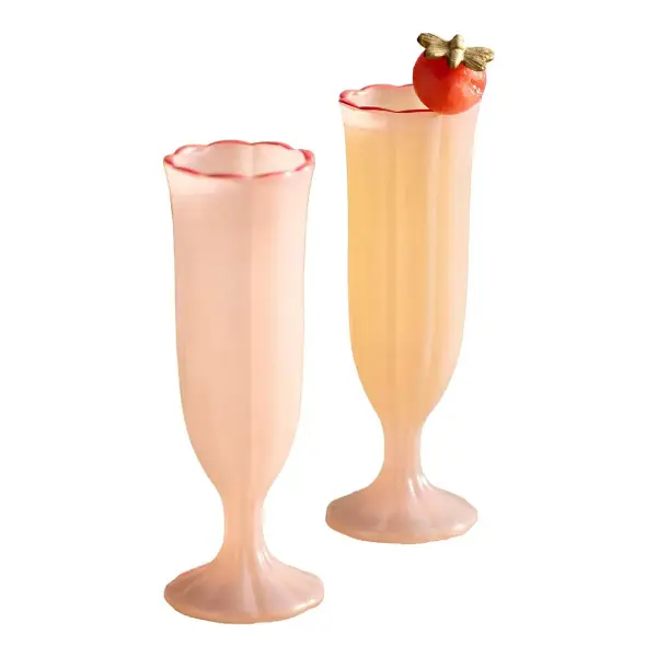 Ruffle Rim Flutes, Set of 2